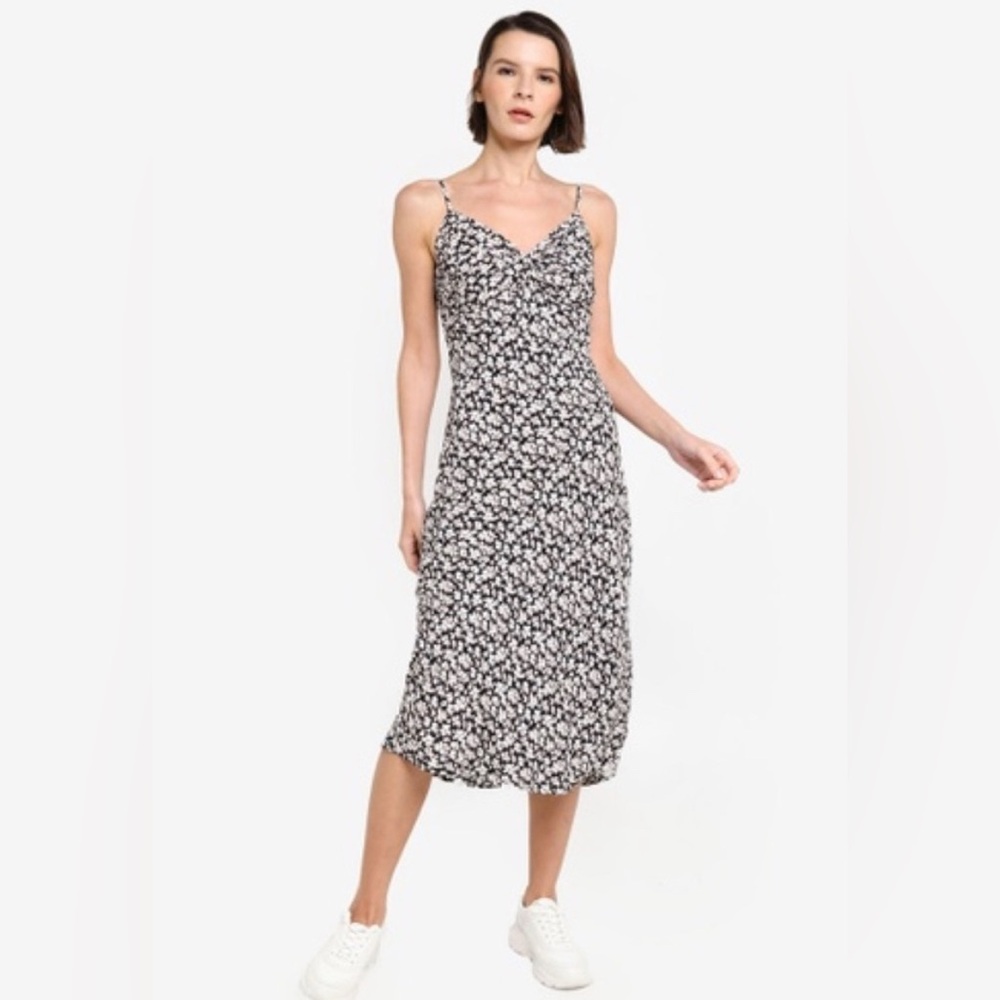 Abercrombie twist-front floral midi dress